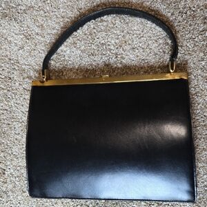 Vintage Black Leather Bag From Spain